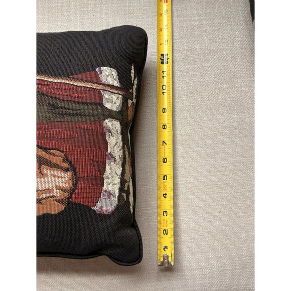 2 Santa Christmas Tapestry Pillows Black Background  Vintage Style 12” Each - Picture 9 of 12